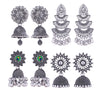 Silver Earrings Combo Set for Women | Pack of 4 Jhumka, Chandbali, Stud, Hoop & Drop Earrings | Lightweight Traditional Ethnic Jewellery for Daily Wear, Office, Party & Wedding