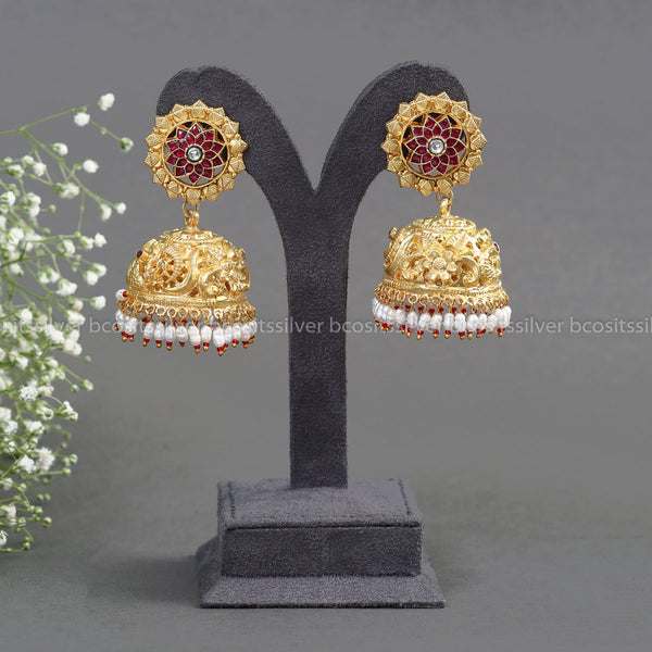 Pure 925 Silver Peacock Jhumka - 0878