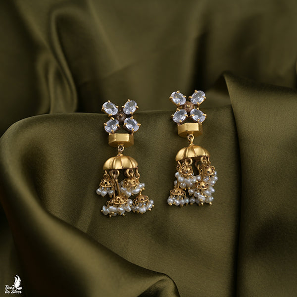925 Silver Gold Plated Jhumka - 6732