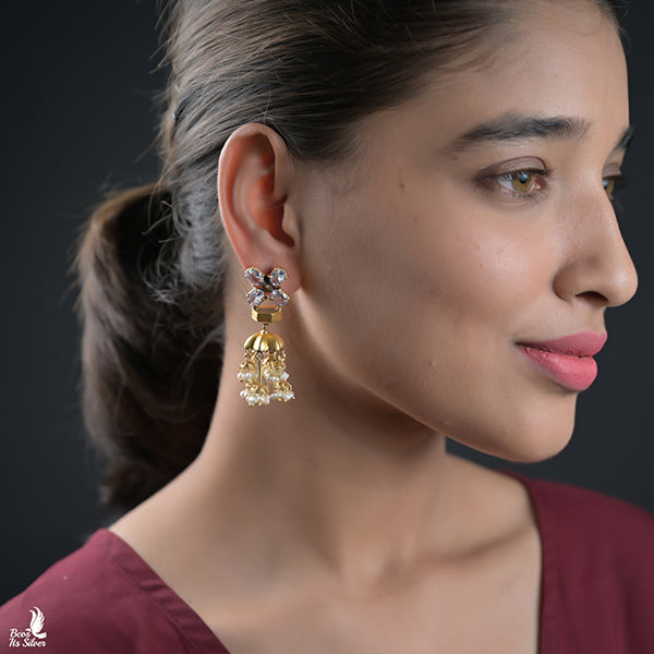 925 Silver Gold Plated Jhumka - 6732