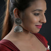 925 Silver Oxidized Sunflower Jhumka -8441